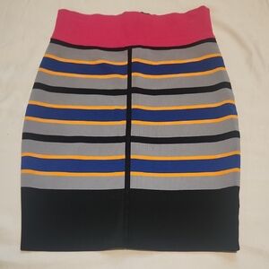 Cut25 by Yigal Azrouel Pink and Multicolor Striped Pencil Skirt